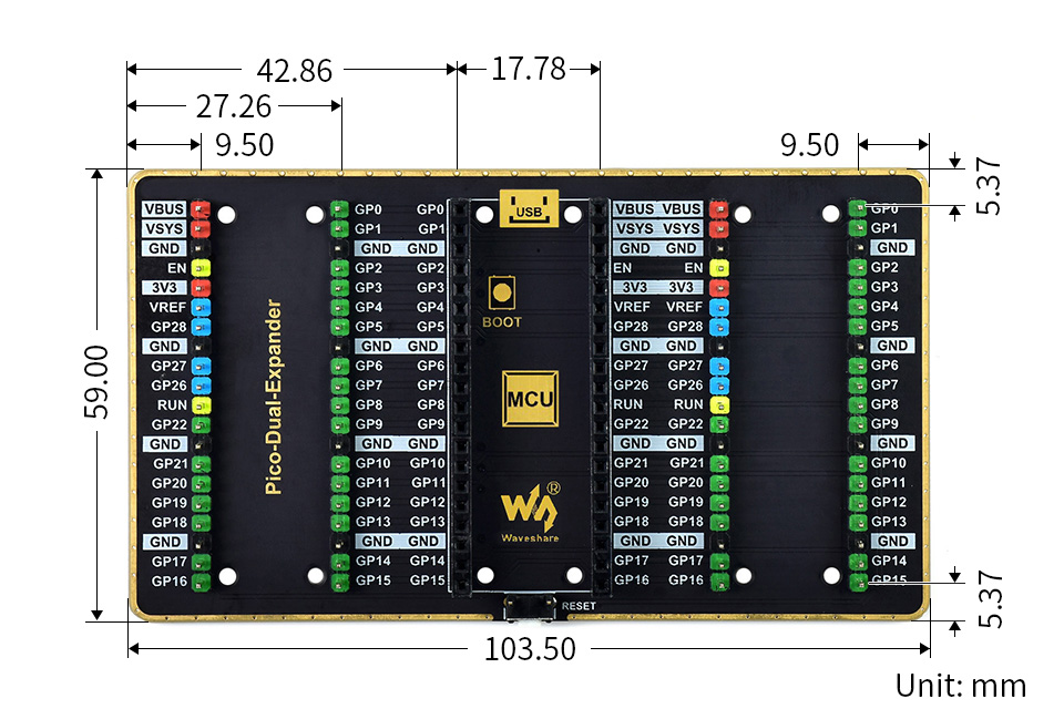 Waveshare Dual GPIO Expander für Raspberry Pi Pico