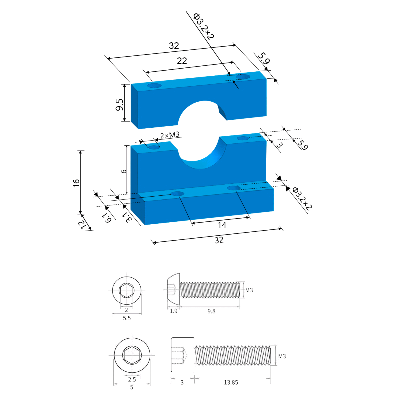 V6 Hotend Adapter für Creality 3D-Drucker Ender-3 Ender-5 CR-10