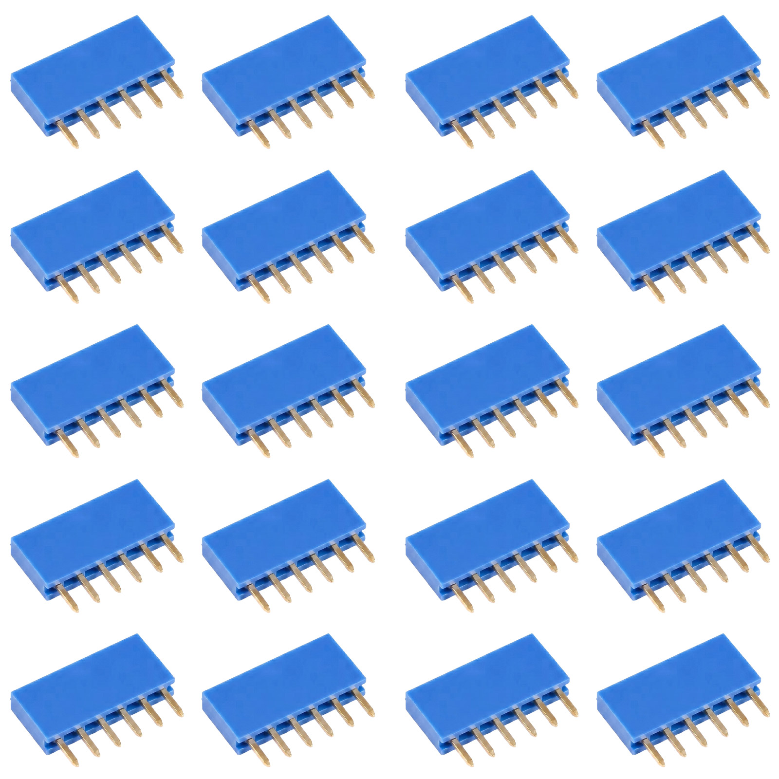 20x Buchsenleiste 6-polig 2,54mm blau