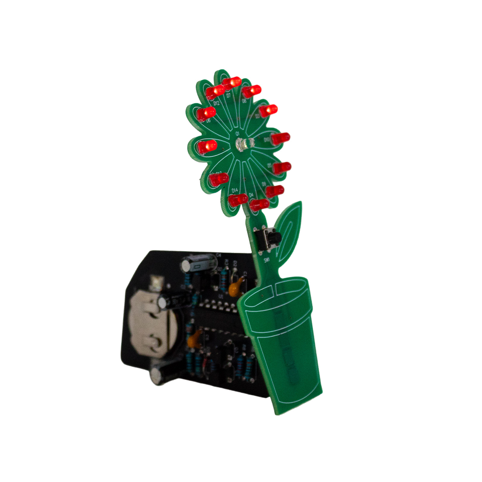Bausatz LED-Blume – Interaktives Lötprojekt mit Lichtsensor und Taster (6V, 10x7cm)