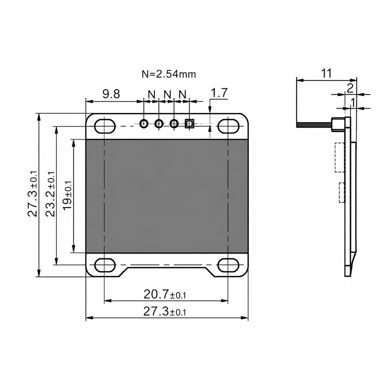 0.96" OLED Display Weiss I2C/IIC/TWI 128x64 Pixel für Arduino