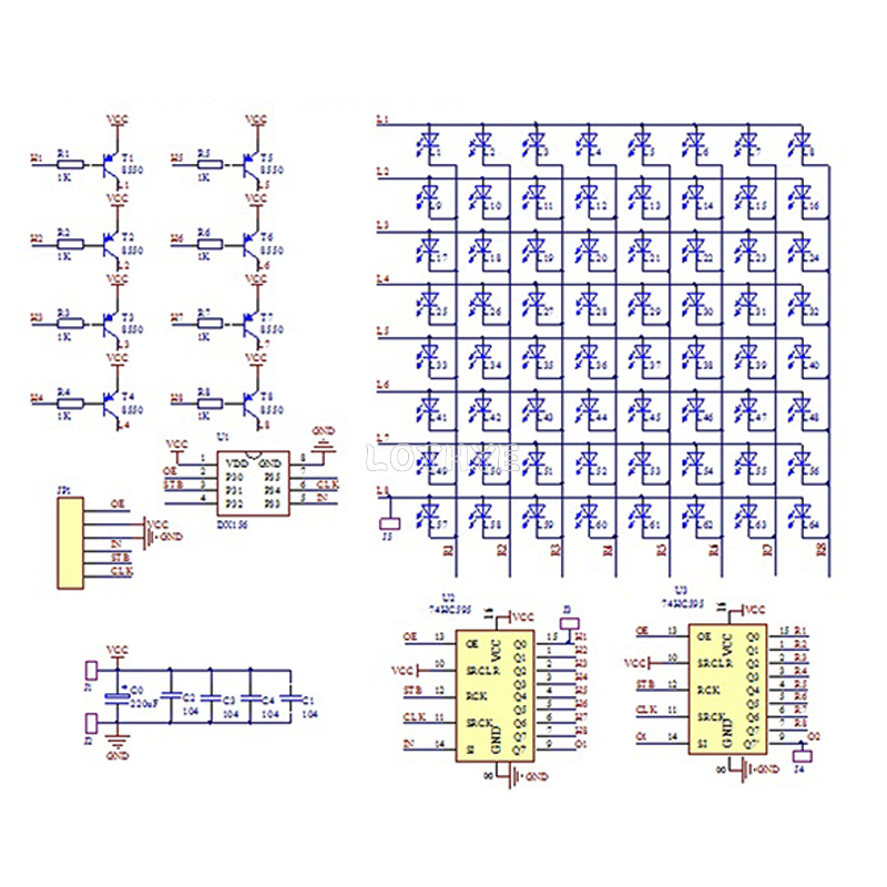 Bausatz 64 SMD LED Matrix Bausatz – Countdown-Anzeige Lötkit für Fortgeschrittene