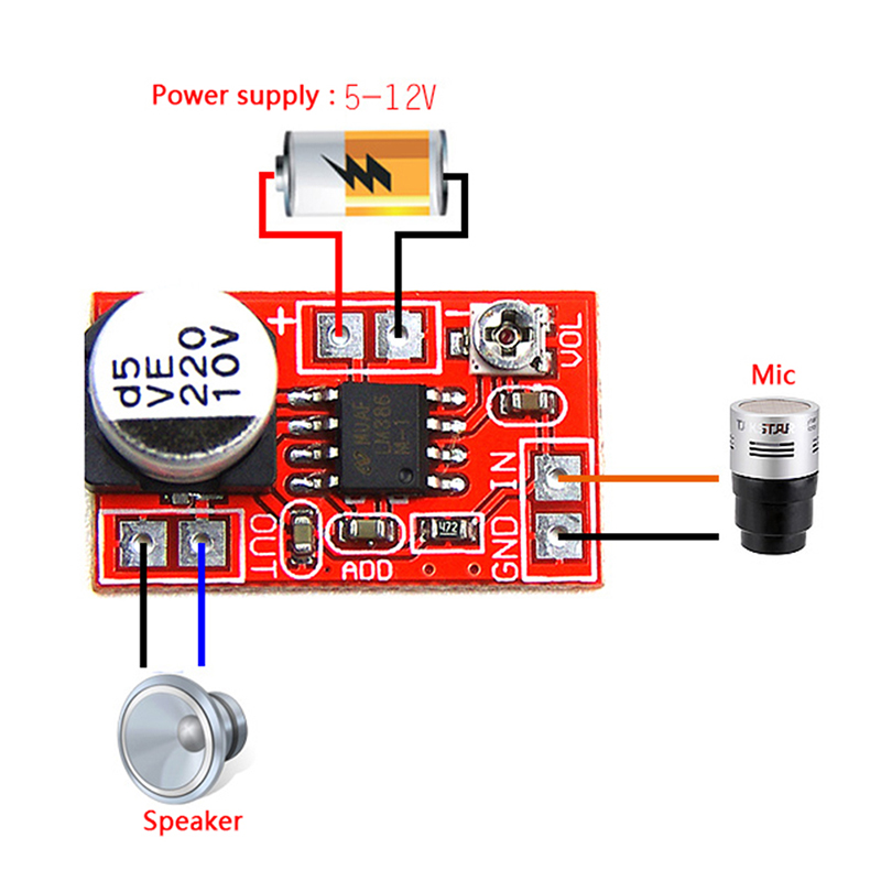 Mini Mikrofon Verstärker Modul DC 5-12V
