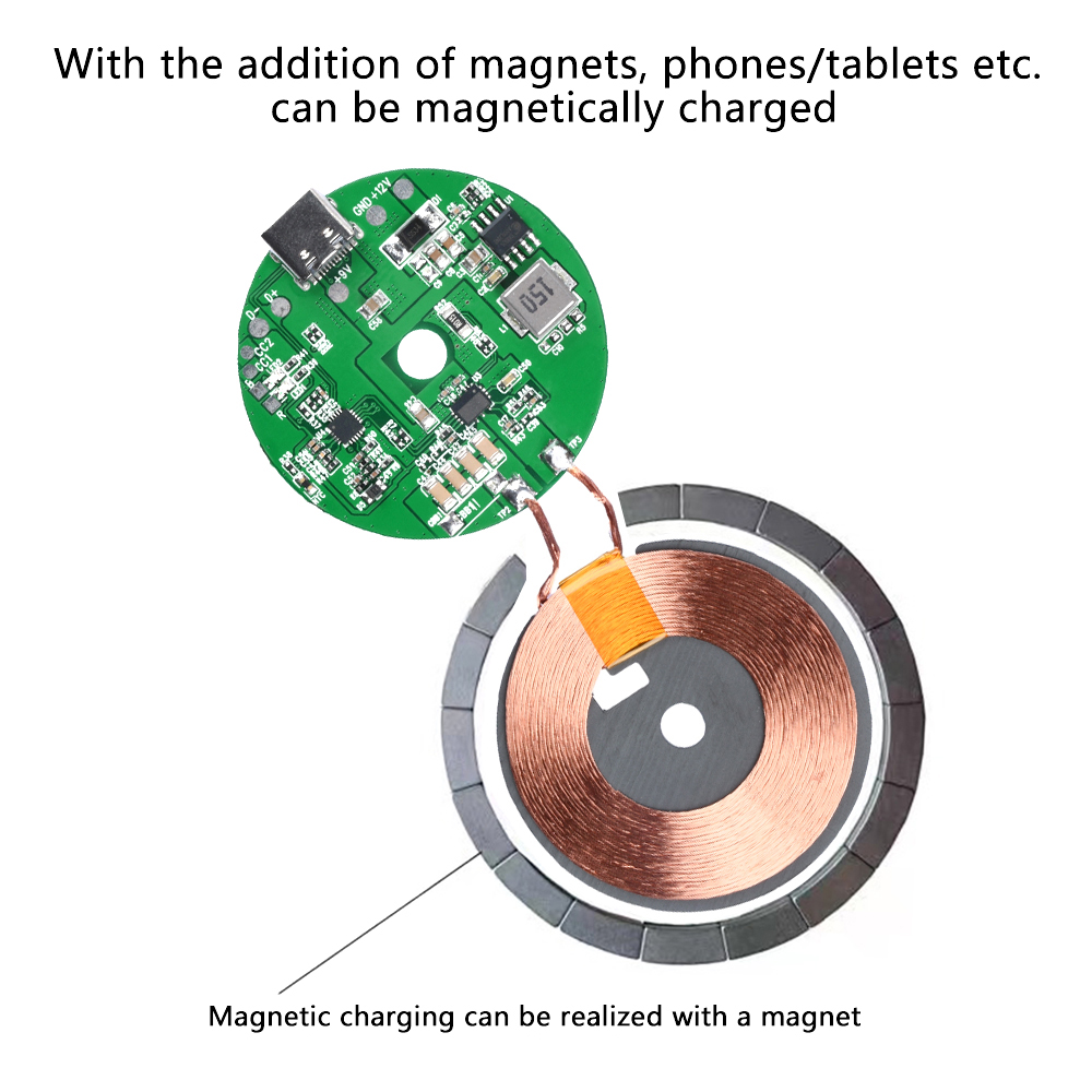 Hochleistungs-Wireless-Charger Modul DC 5–12V 20W – Type-C Schnelllade-Schaltkreis für Mobilgeräte