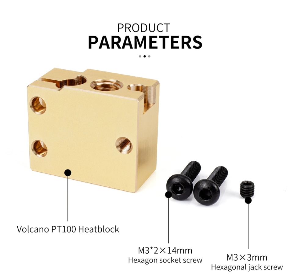 High Flow Heizblock PT100 Volcano kompatibel vernickelt 550°C