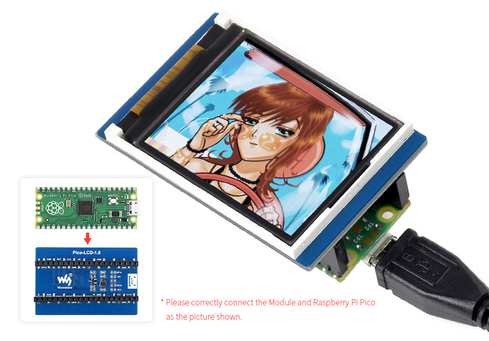 Waveshare 1.8inch LCD Display Modul für Raspberry Pi Pico