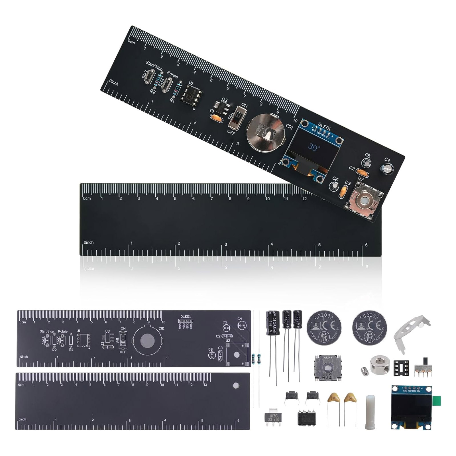 Bausatz DIY Winkelmesser mit OLED-Display & Lineal