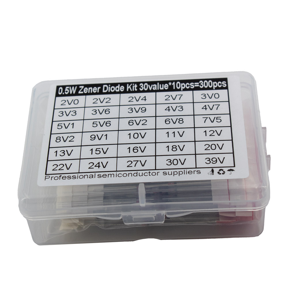 Zener Diode Sortiment 300 Stück 30 Werte 0.5W 2V0-39V