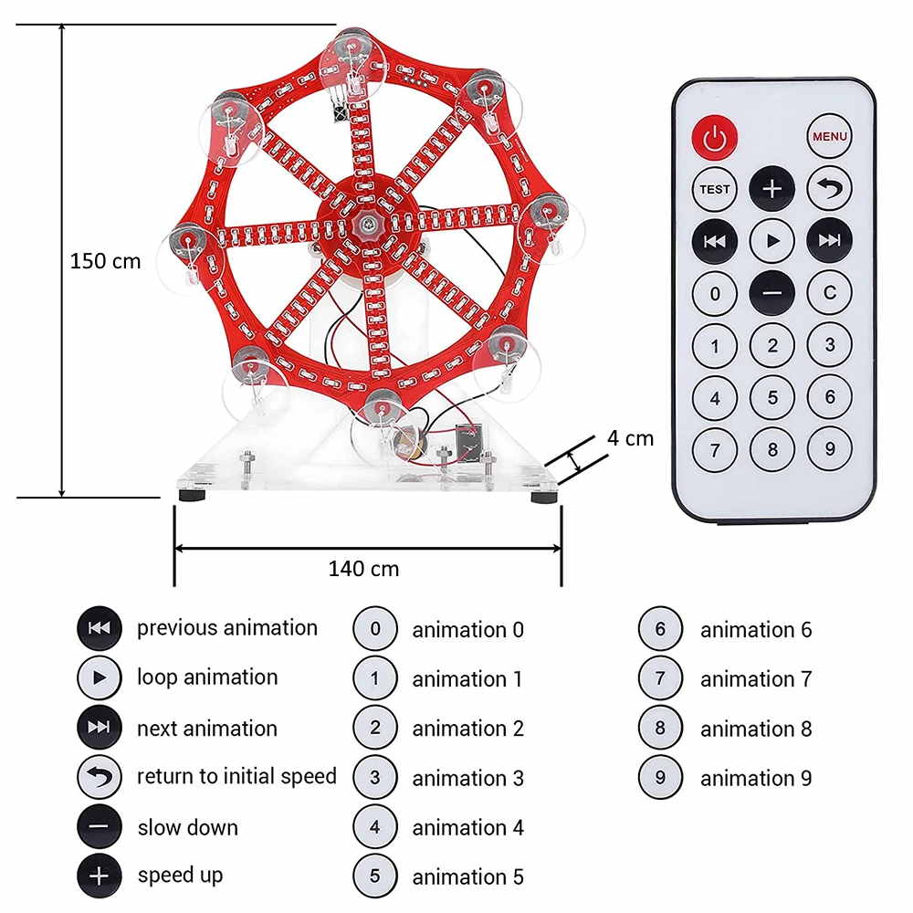 Bausatz LED Riesenrad mit Fernbedienung und Animationen