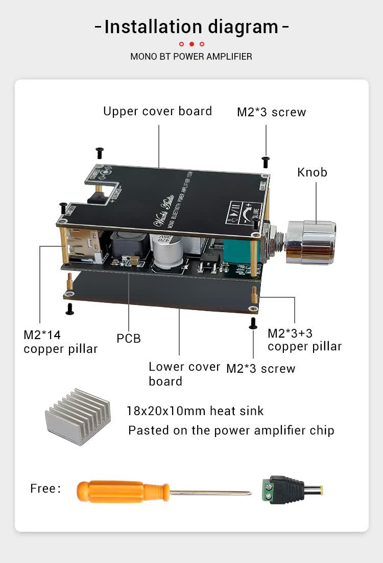 100W Bluetooth Mono Audioverstärker Modul ZK-1001B