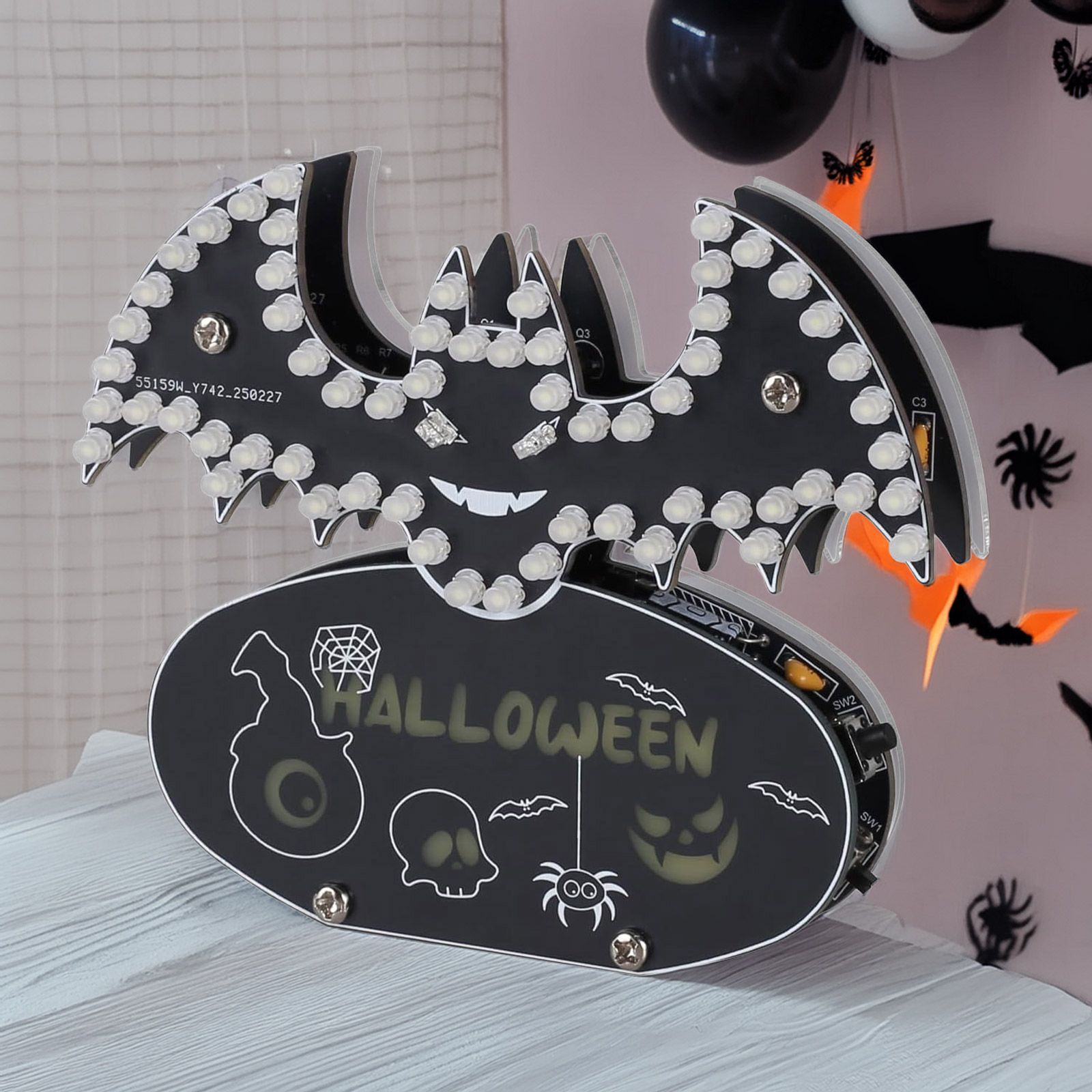 Bausatz: Halloween LED Lötbausatz Fledermaus mit 5 Lichtmodi