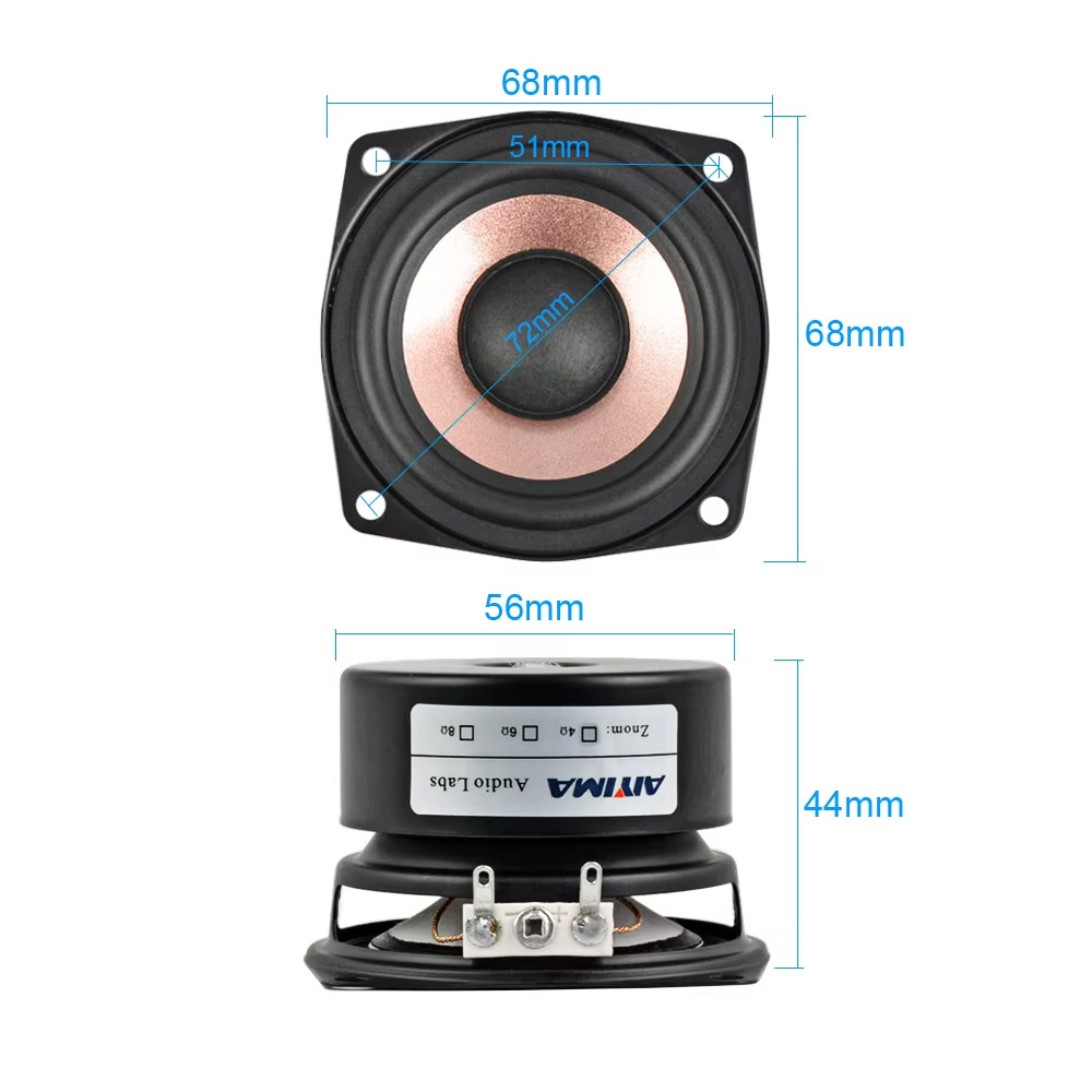 AIYIMA 2x HiFi Lautsprecher 2.5 Zoll 8 Ohm 15W Full Range Audio Speaker Set