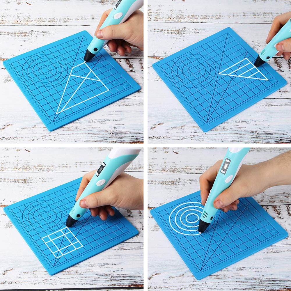 3D-Druckstift Matte Unterlage Design Pad mit geometrischen Formen 177x177mm blau