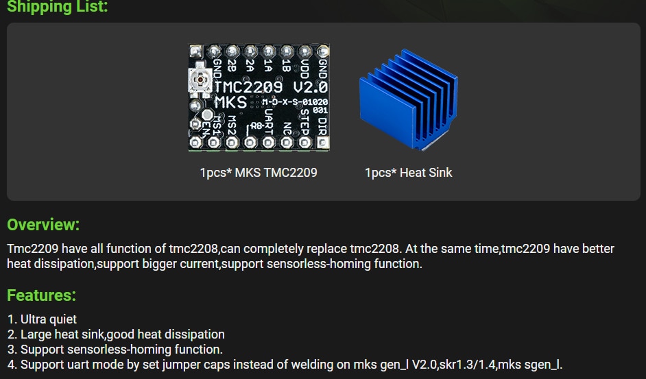 MKS TMC2209 Schrittmotortreiber