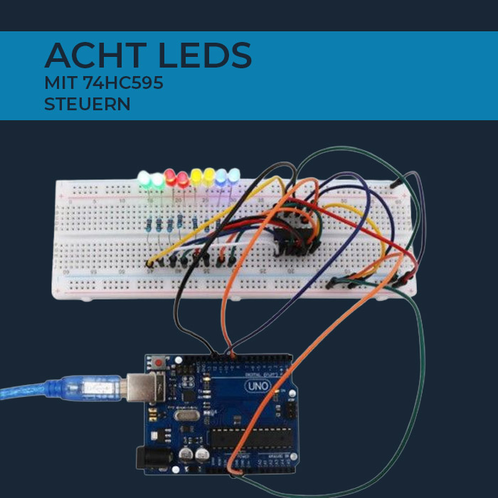 Acht LEDs mit 74HC595 steuern