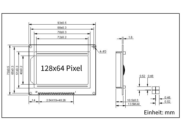 LCD12864 Display Modul 128x64 Full Graphic blaue Beleuchtung