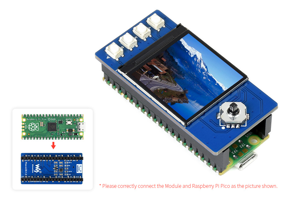 Waveshare 1.3" LCD Display Modul für Raspberry Pi Pico