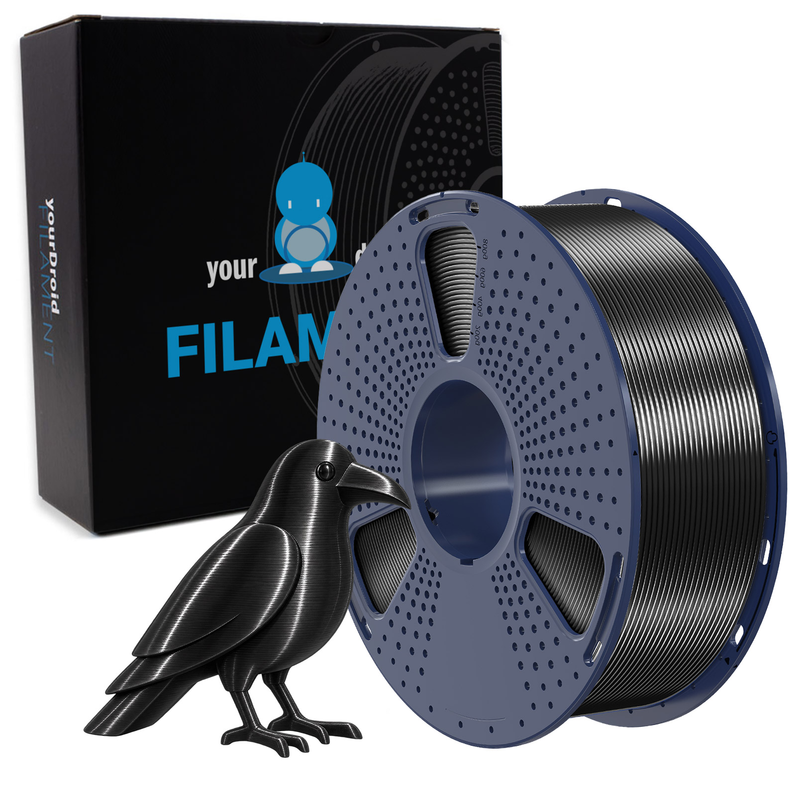 yourDroid BioSilk PLA PLUS Filament Schwarz 1.75mm 1kg
