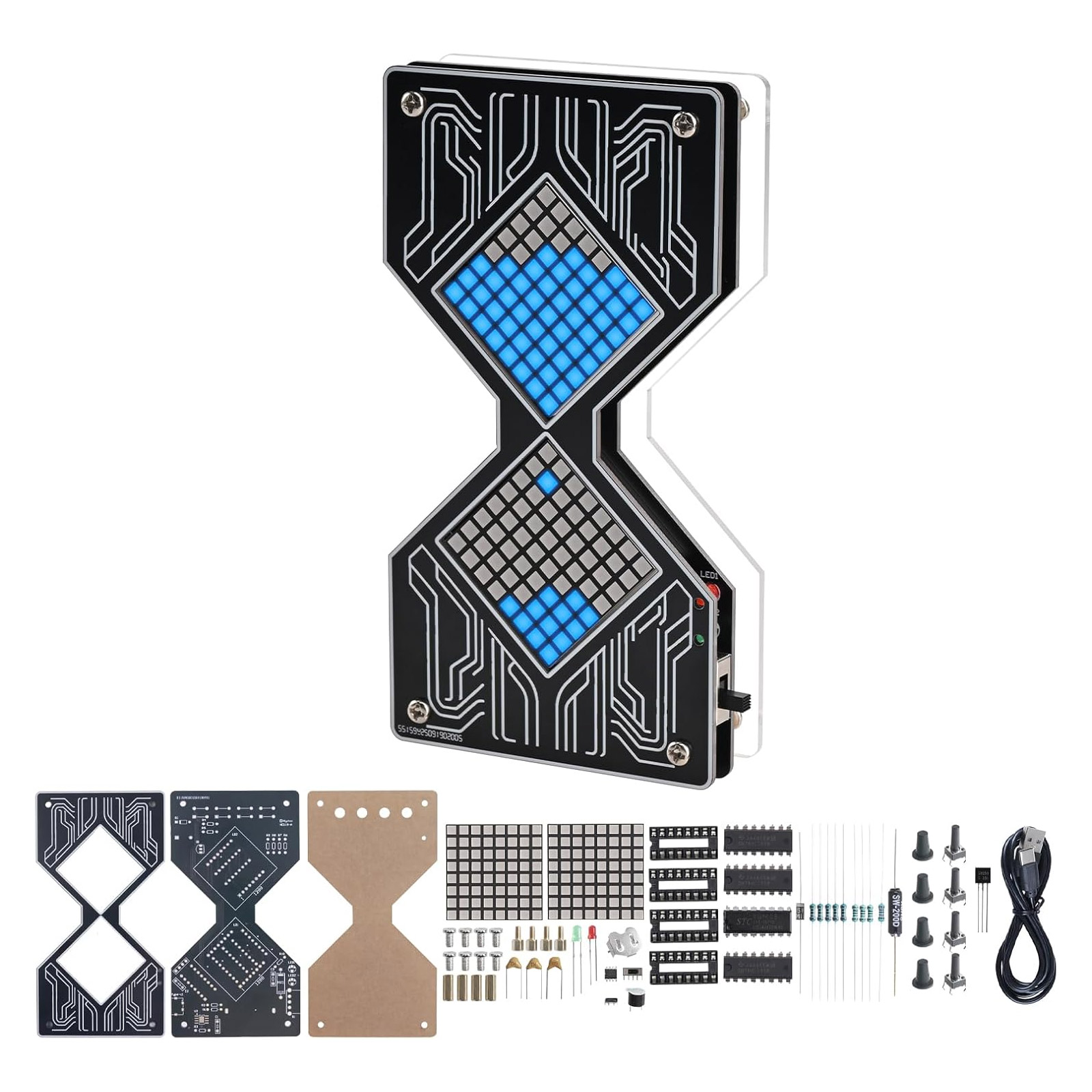 LED Sanduhr Bausatz mit Countdown und Buzzeralarm