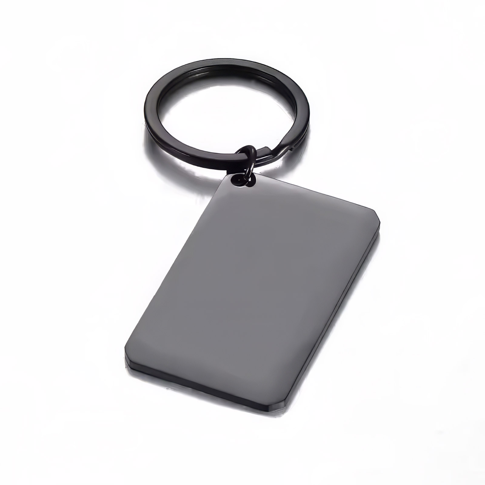 Edelstahl Schlüsselanhänger 30x50 mm Schwarz – Blanko Tag für Gravur & DIY