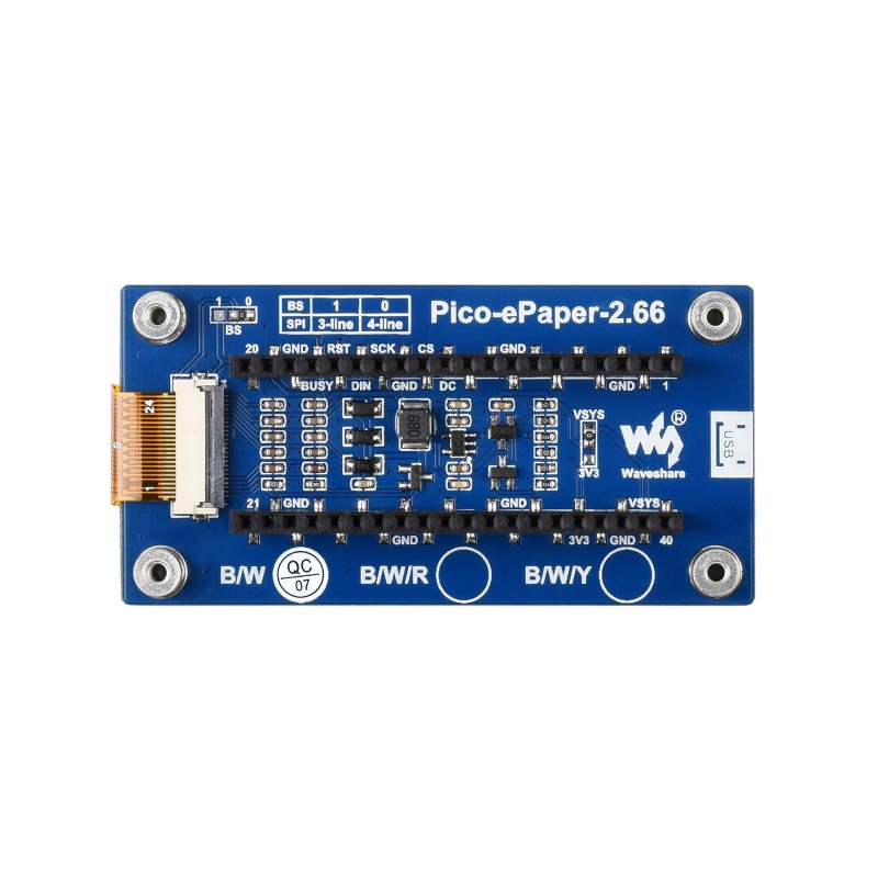 Waveshare 2.66" E-Paper Display Modul für Raspberry Pi Pico