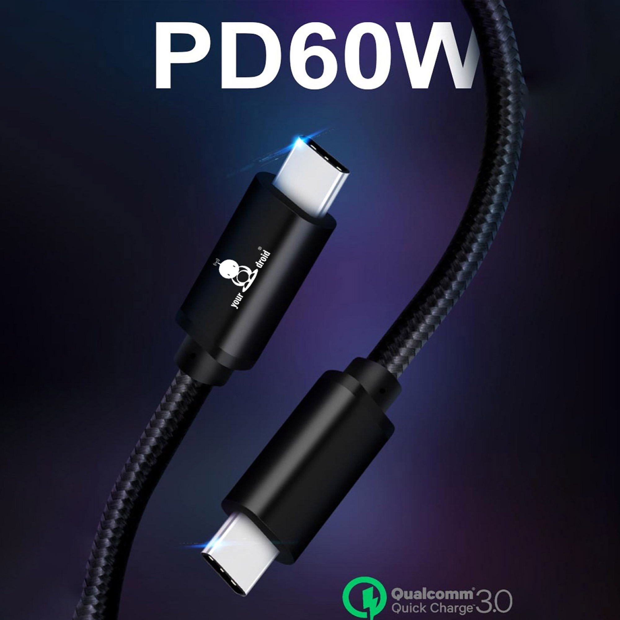 yourDroid USB C Kabel Schnellladekabel 60W 1,5m