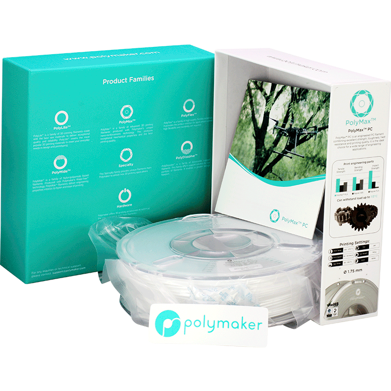 Polymaker PolyMax Tough PC Filament Weiss 1.75mm 750g