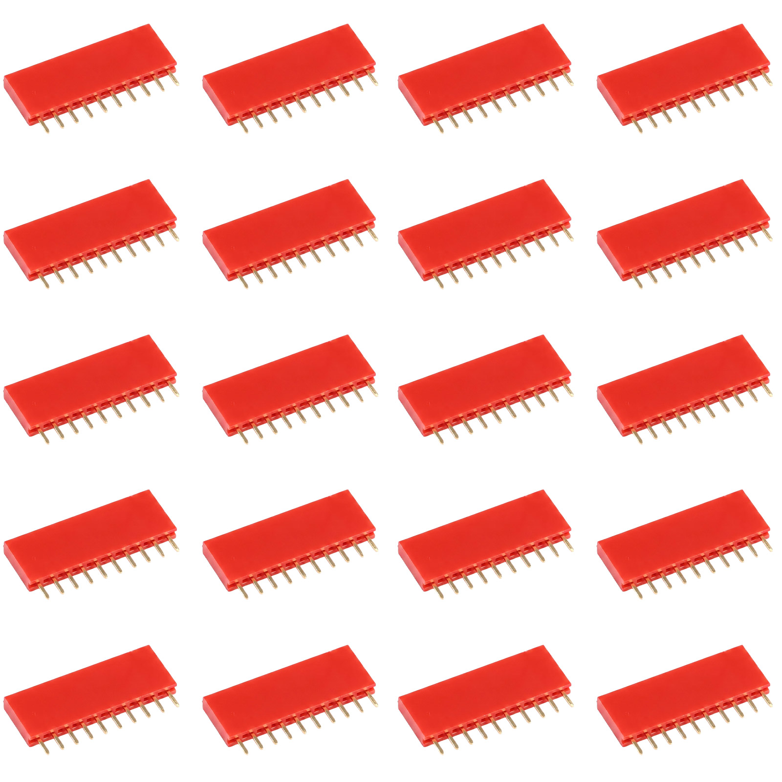 20x Buchsenleiste 10-polig 2,54mm Rot