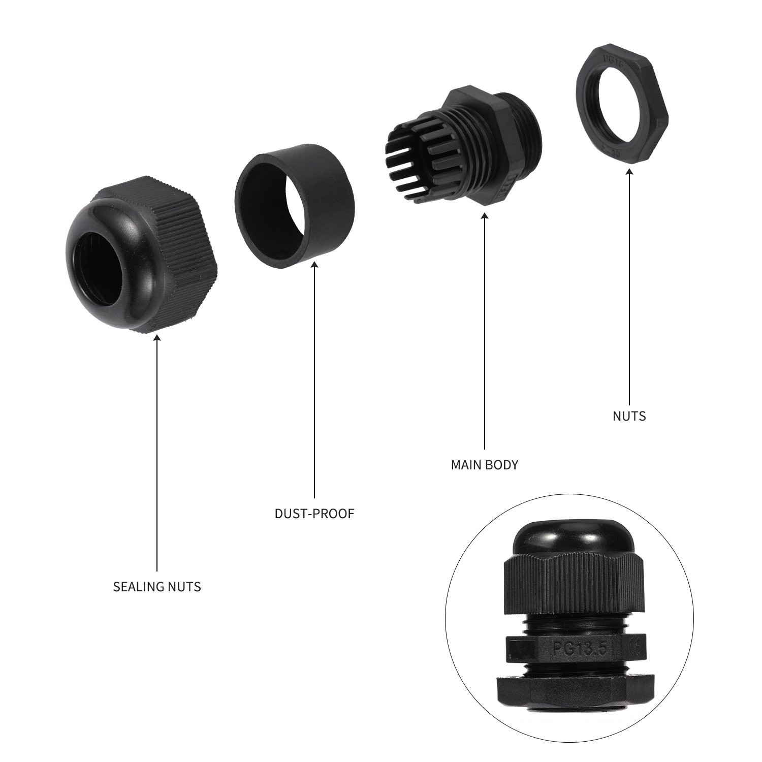 10x PG9 Kabelverschraubung Wasserdicht IP68