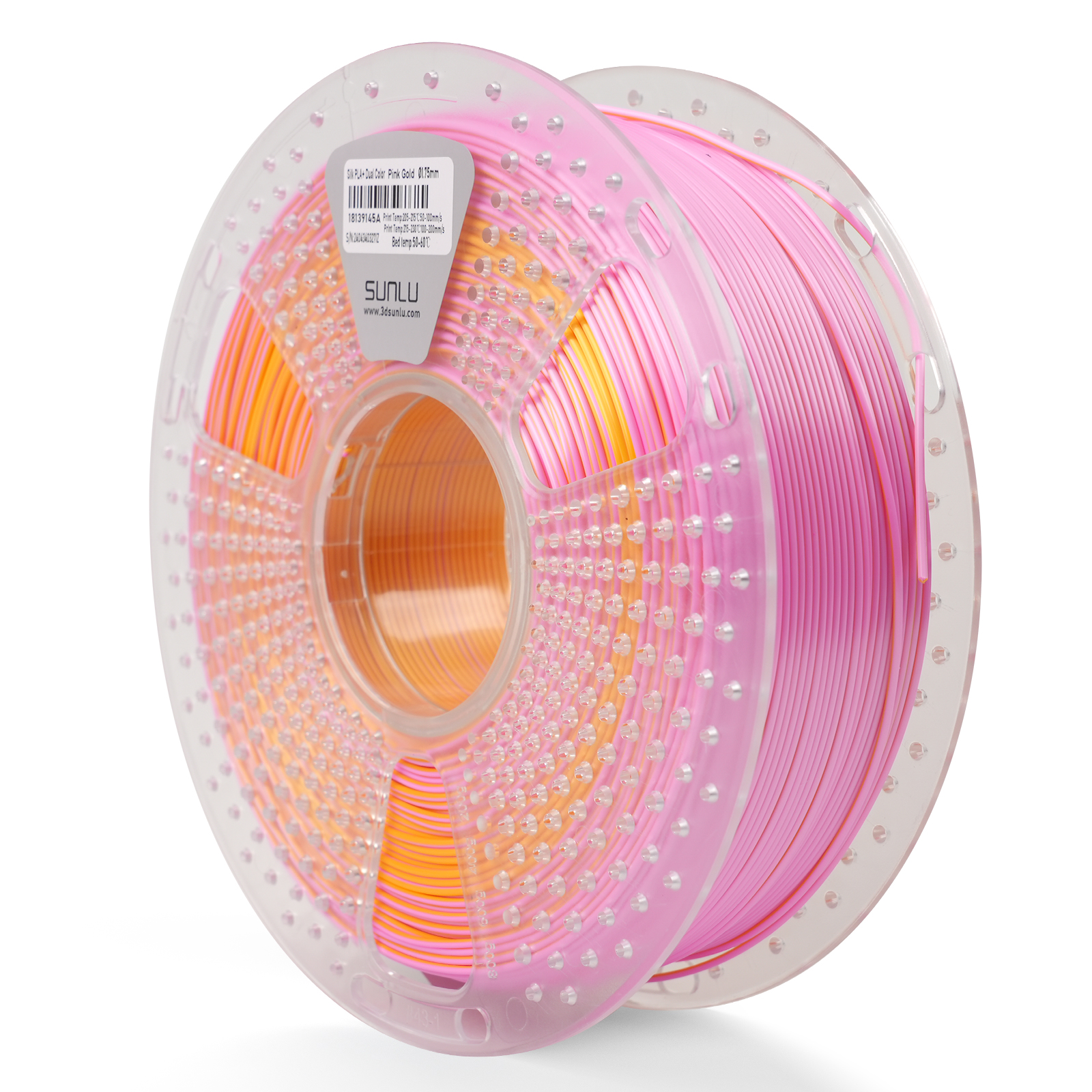 Sunlu Silk PLA+ Dual Color Filament Pink Gold 1.75mm 1kg