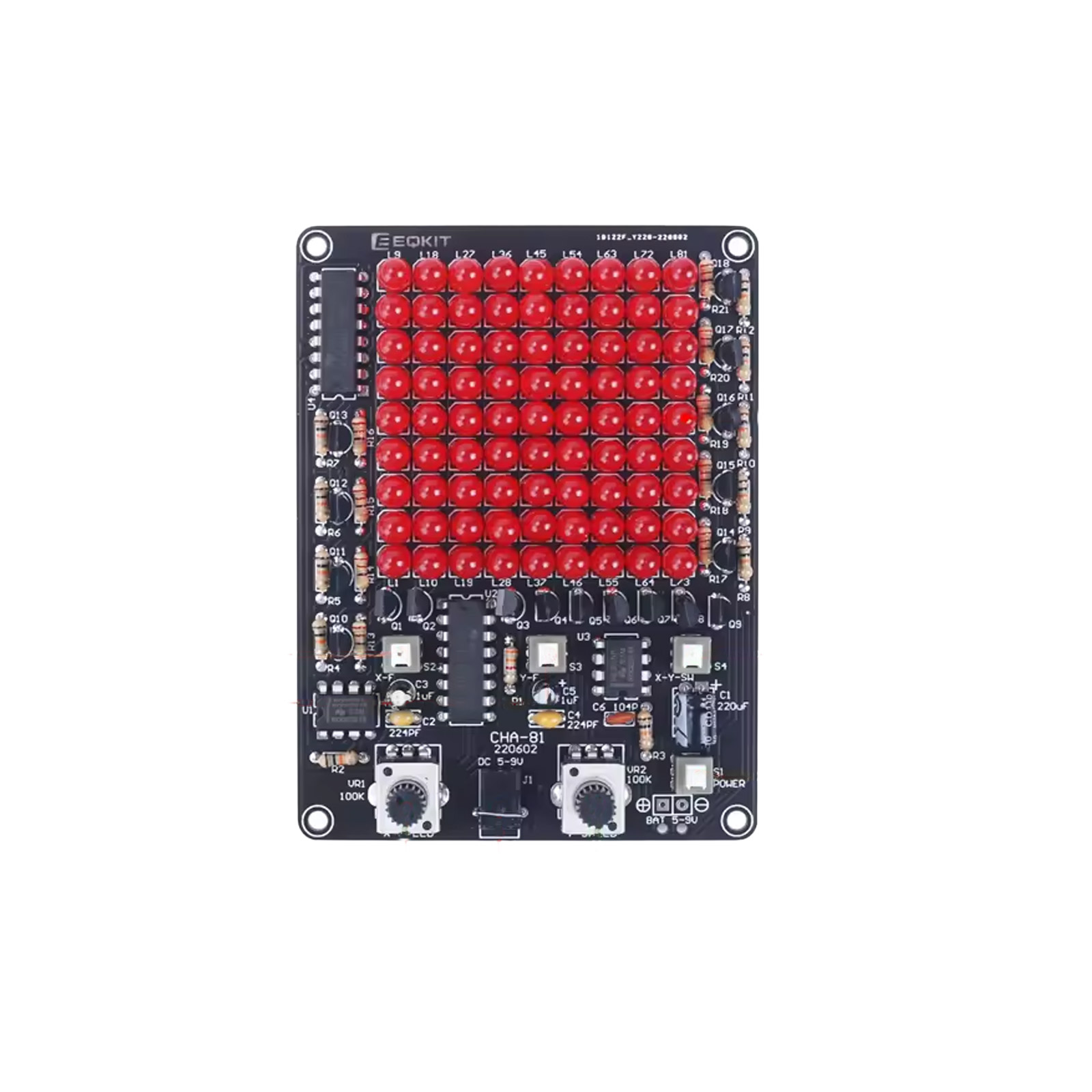 Bausatz: LED Spiel – DIY Lötkit mit 81 roten LEDs & Lauflichteffekt
