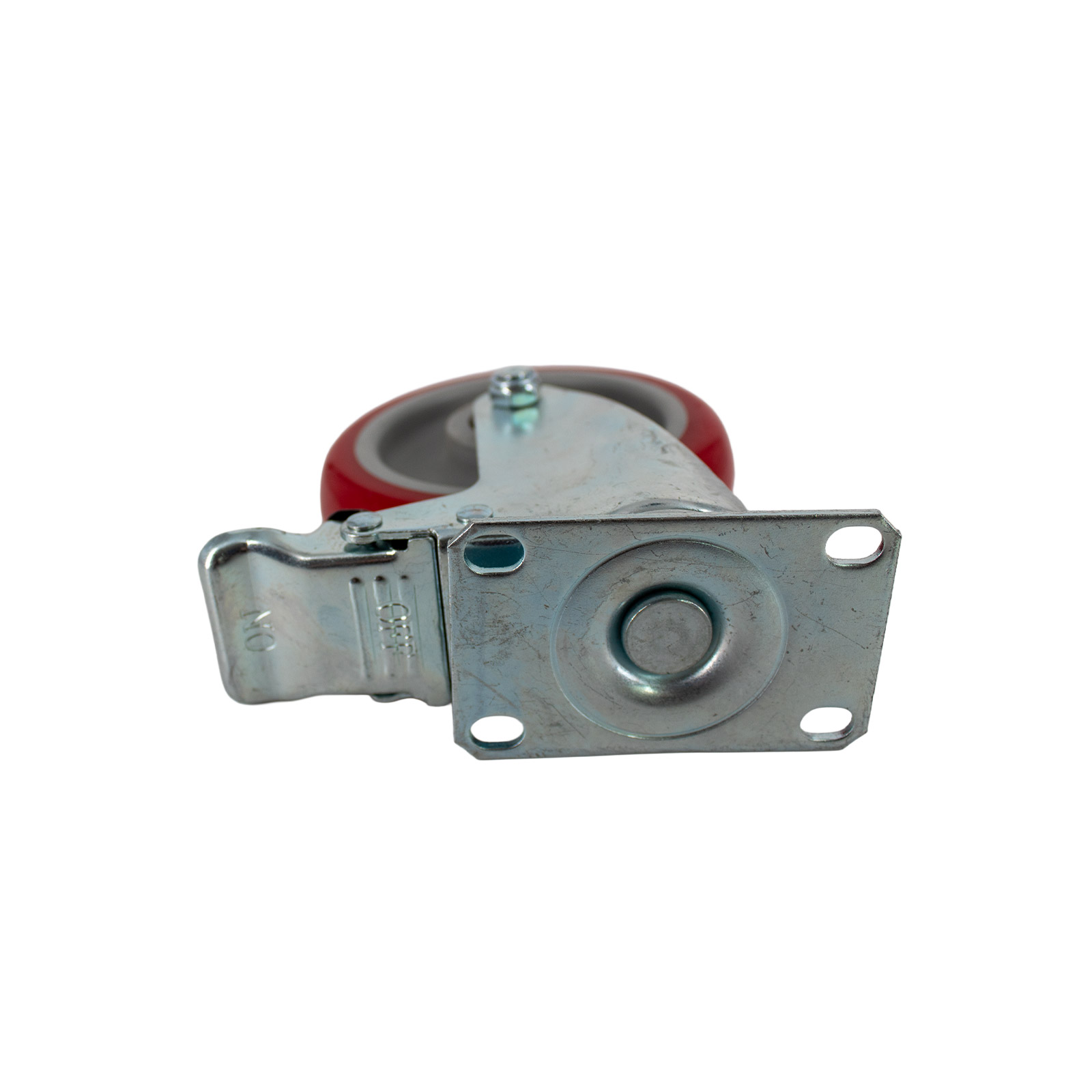 Lenkrolle 100mm 360° drehbar mit Bremse Rot 110kg Traglast