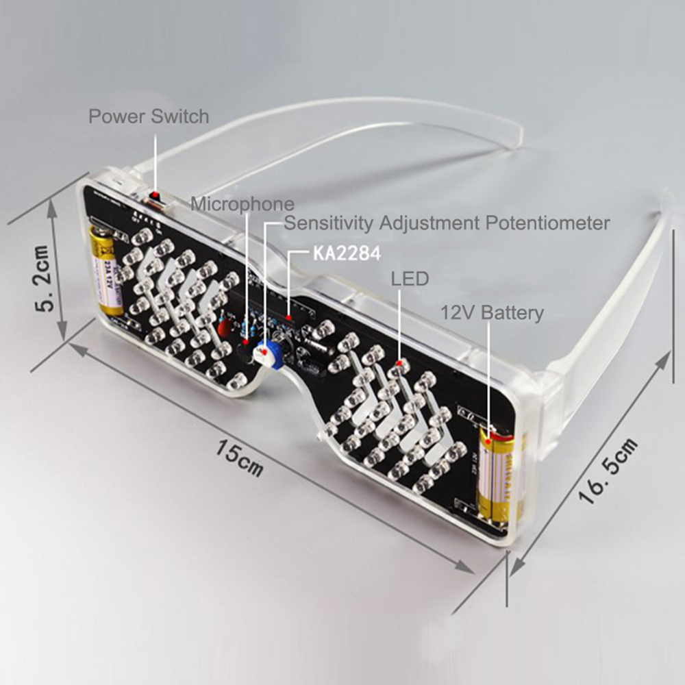 Bausatz: Blinkende DIY LED Brille (grün)