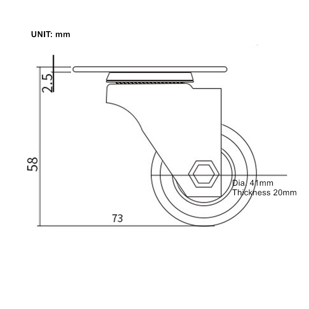Lenkrolle 1,5" 360° Schwarz