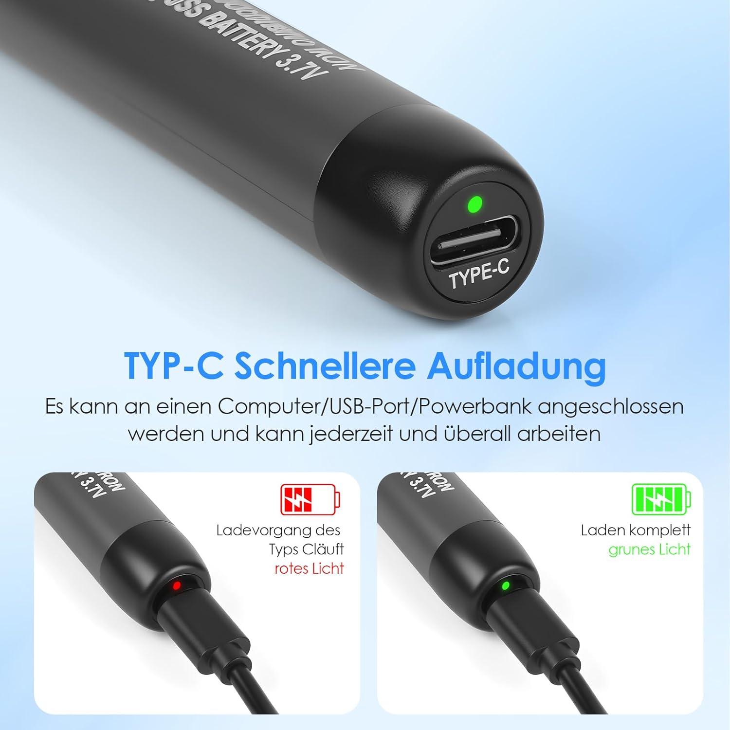 Kabelloses Lötkolben-Set mit LCD & Zubehör – USB-C, 1000 mAh Akku
