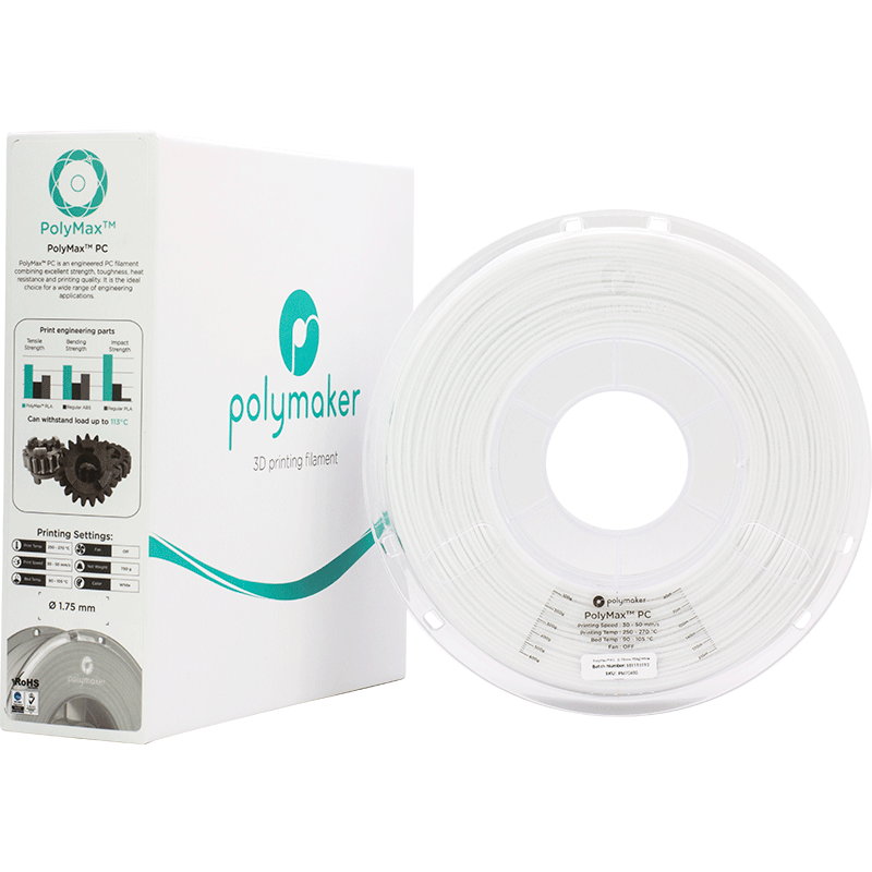 Polymaker PolyMax Tough PC Filament Weiss 1.75mm 750g