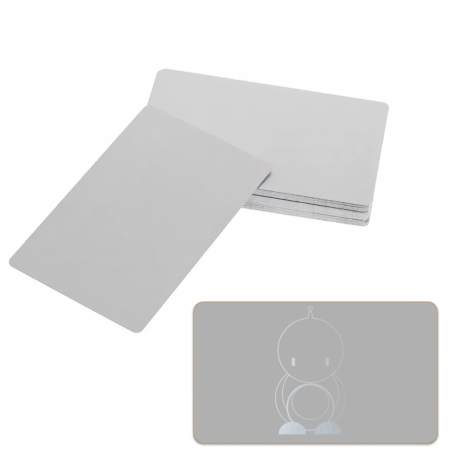 50 Stück Metall Visitenkarte Silber Rohling Blank für Lasergravur Businesskarte
