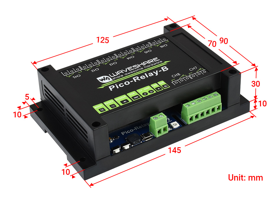 Waveshare Industrielles 8 Kanal Relais für Raspberry Pi Pico