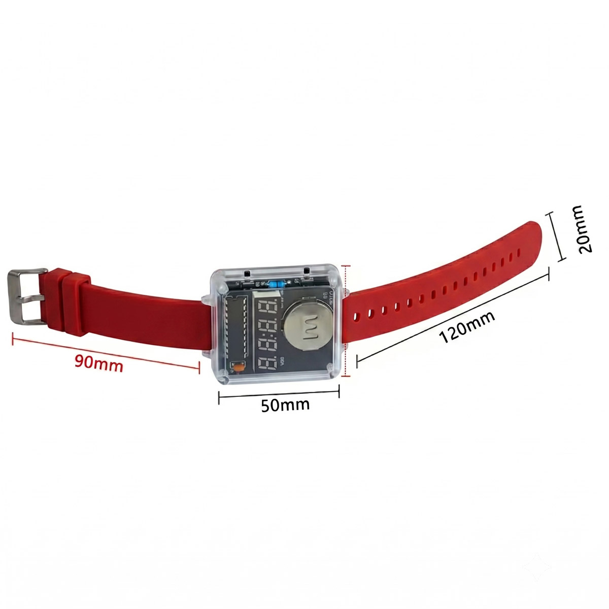 Bausatz DIY Armbanduhr zum Löten (rotes Armband)