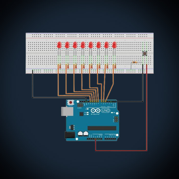8Bit-LED-Binärzähler mit Arduino