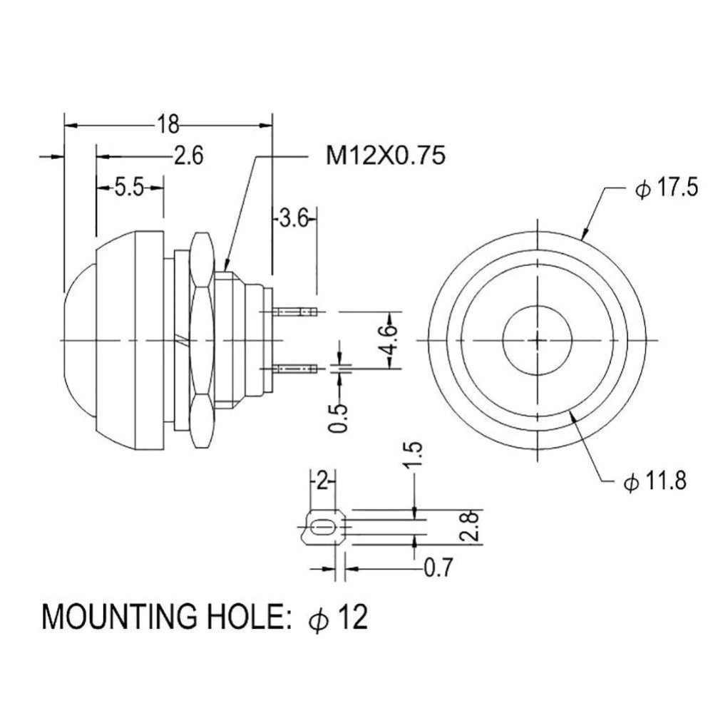 12mm Drucktaster Sortiment 7 Farben