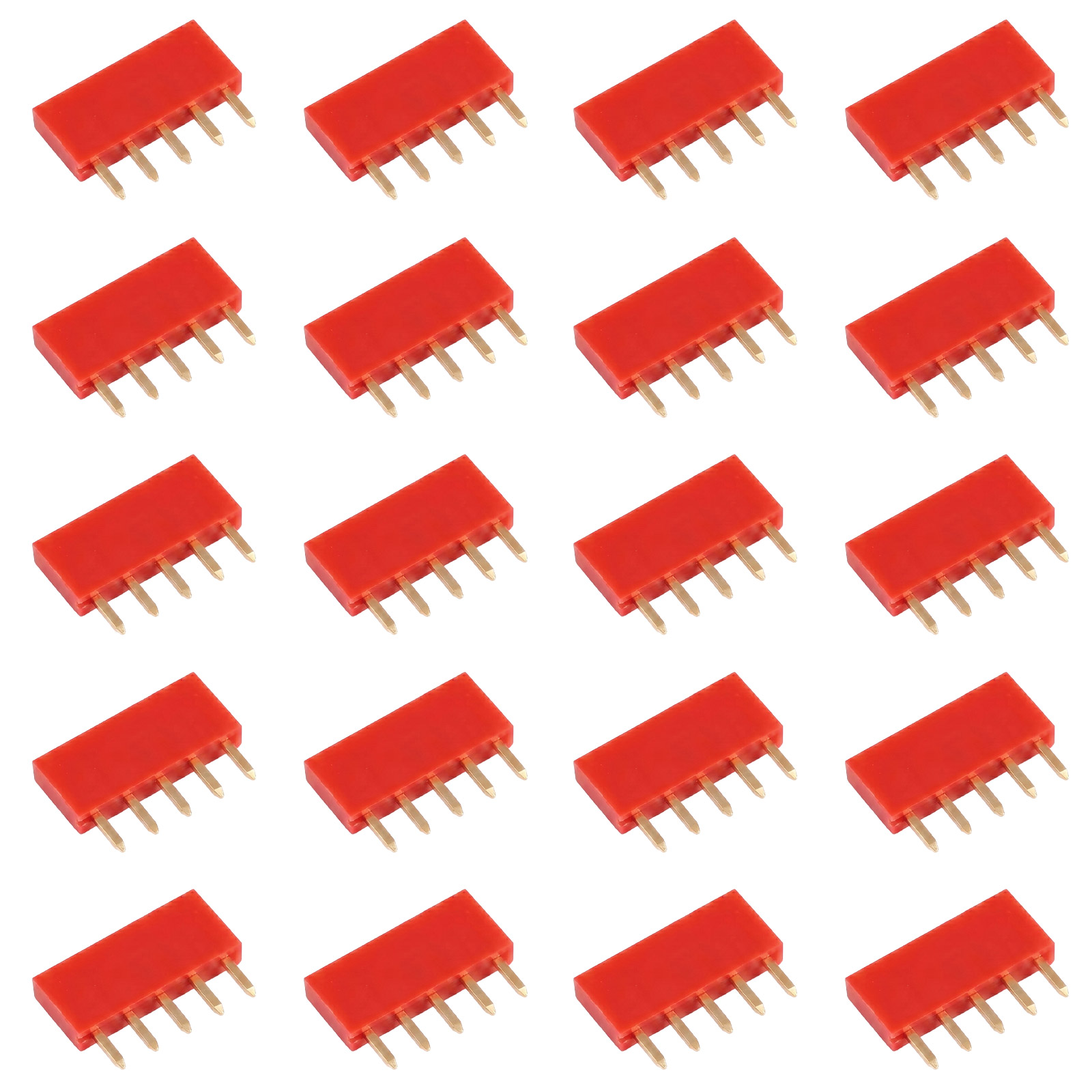20x Buchsenleiste 5-polig 2,54mm rot