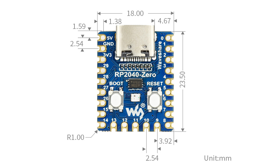 Waveshare RP2040-Zero Minicontroller (presoldered)