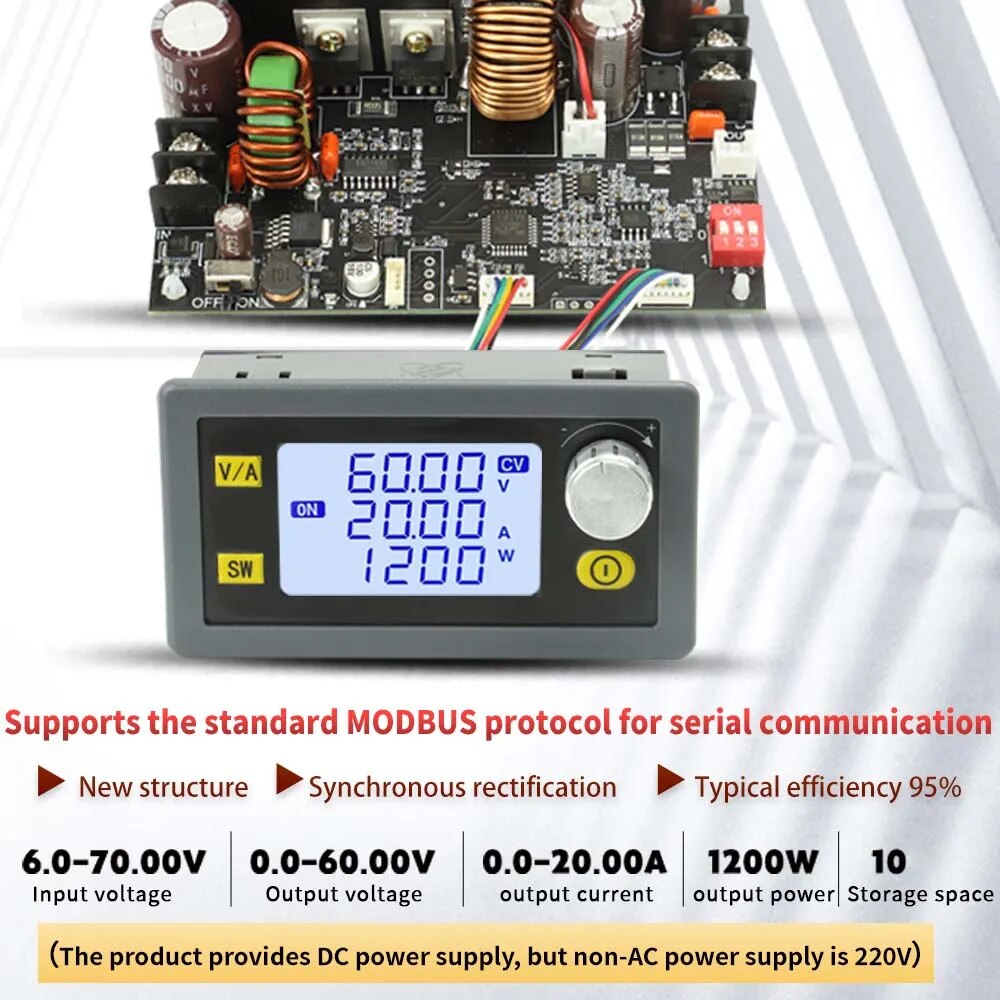 Spannungsregler mit Display DC 6-70V auf 0-60V 20A 1200W CNC XY6020L