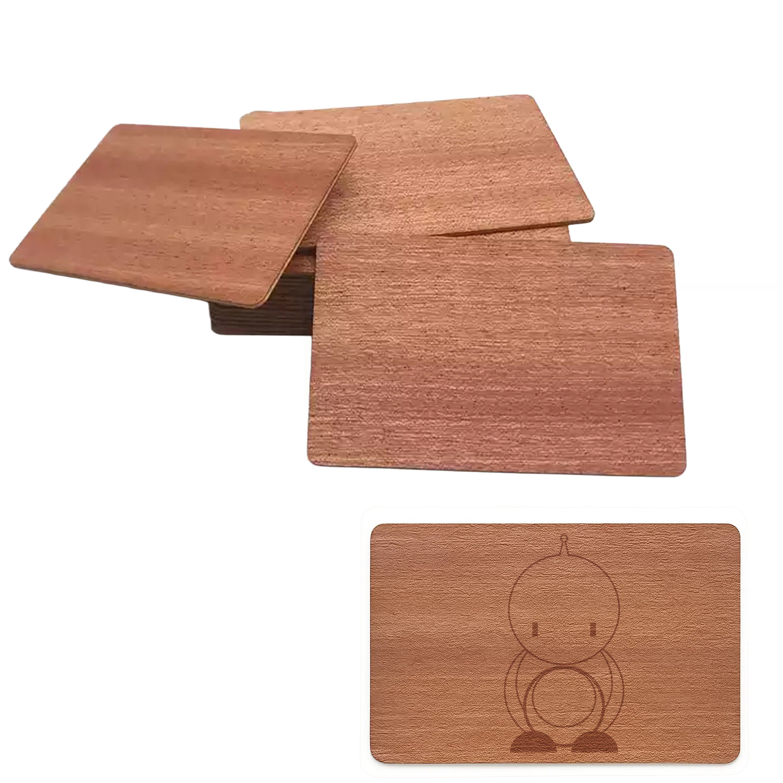 10 NFC213 RFID-Karten aus Bambus– Lasergravurfähige RFID-Tags 13,56 MHz (Kirschholz)
