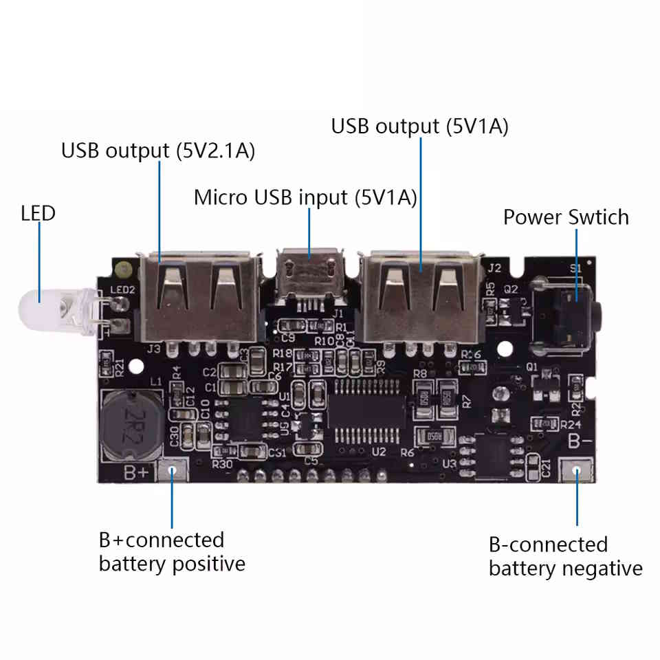 Powerbank Modul 5V Dual USB 18650 Ladeplatine mit LCD-Anzeige