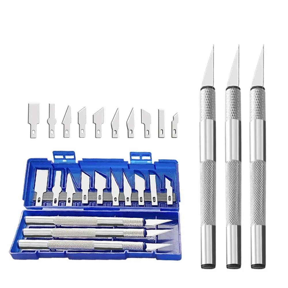 13-in-1 Präzisionsmesser Skalpell Cutter Set mit 3 Griffen & 13 Klingen im Etui