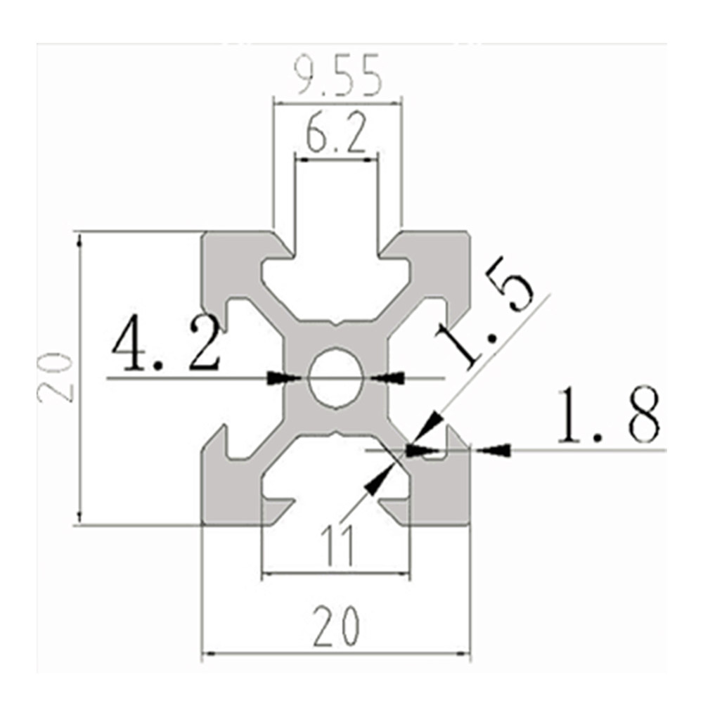 V-Slot Aluminiumprofil 2020 1 Meter schwarz