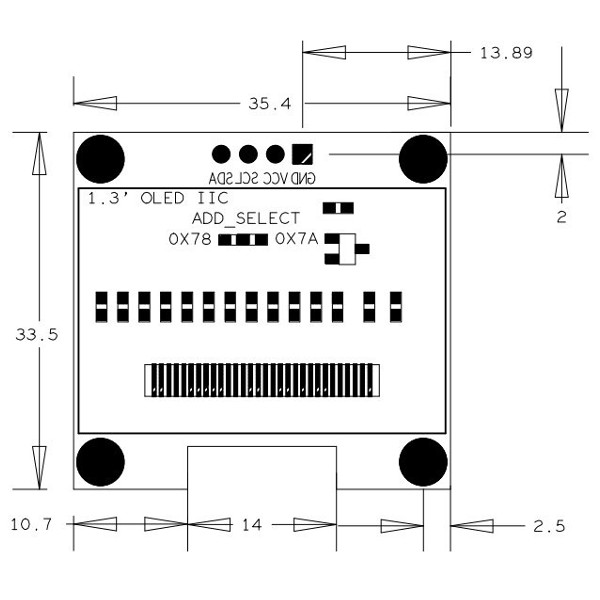 OLED Display I2C/IIC/TWI 128x64 Pixel für Arduino