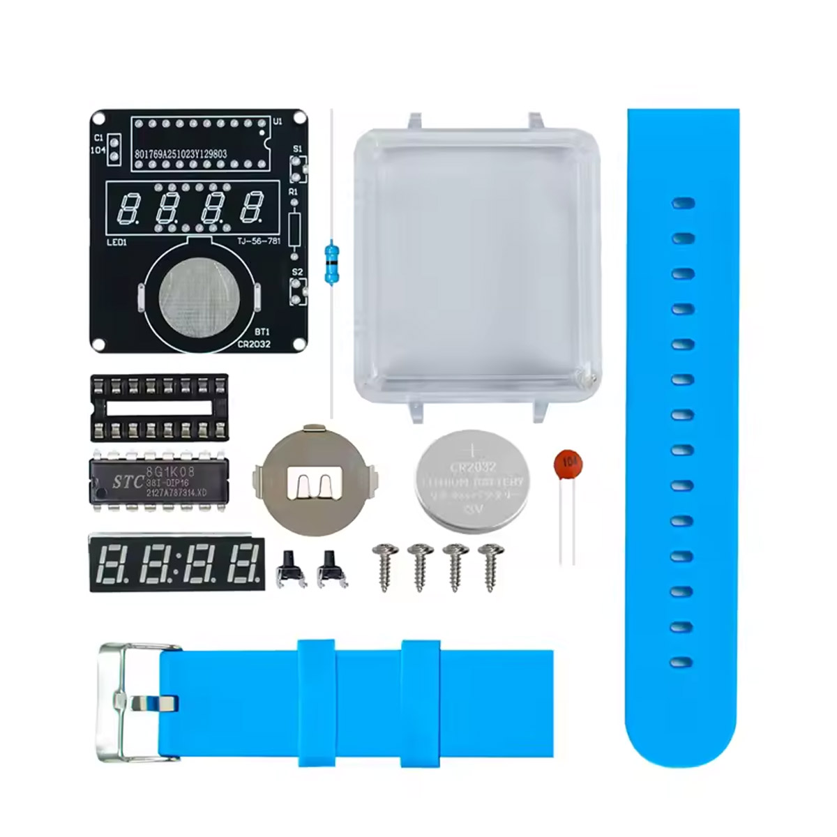 Bausatz DIY Armbanduhr zum Löten (blaues Band)